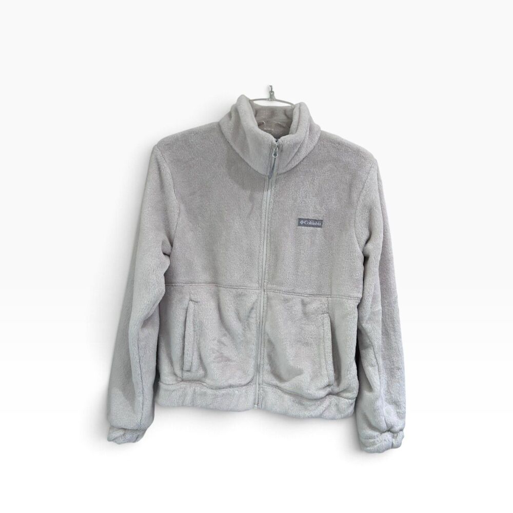 Columbia Fireside Women Cropped Sherpa Fleece Jacket Chalk White Medium Full Zip